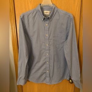 GOODFELLOW&CO Gently Used Blue Patterned Long Sleeve Button Up Collared Shirt L